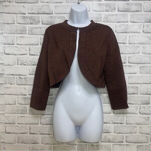 Michelle Antonelli Brown Copper Metallic Silk Blend Bolero NEW Large